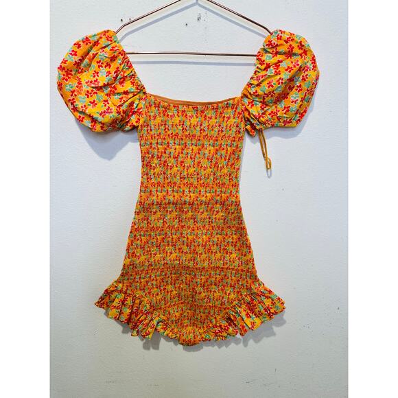 NWT CAROLINE CONSTAS Women's Yellow Ditsy Floral Ginny Romper Size XS - Picture 9 of 11